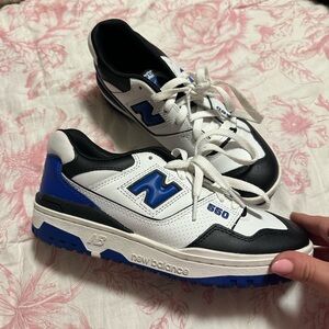 New Balance 550 White and Blue Athletic Shoes